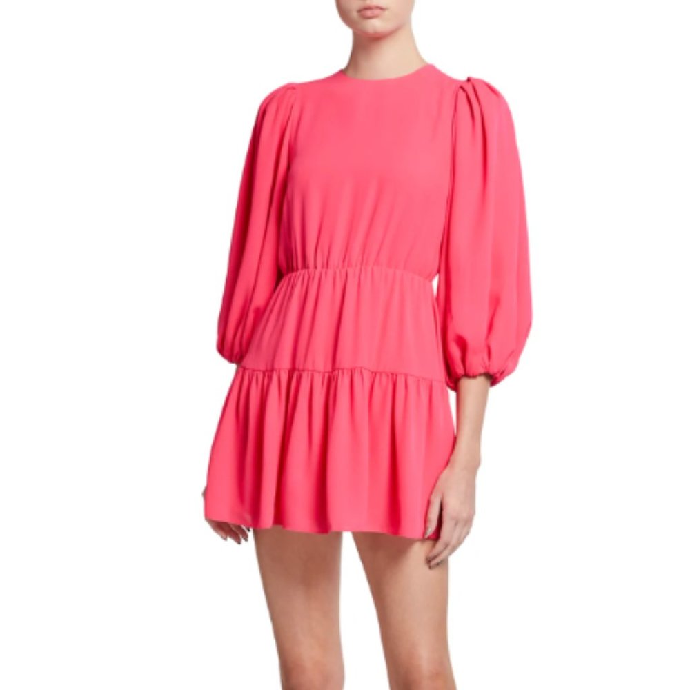ALICE & OLIVIA | Shayla Tiered Puff Sleeve Crepe Mini Dress